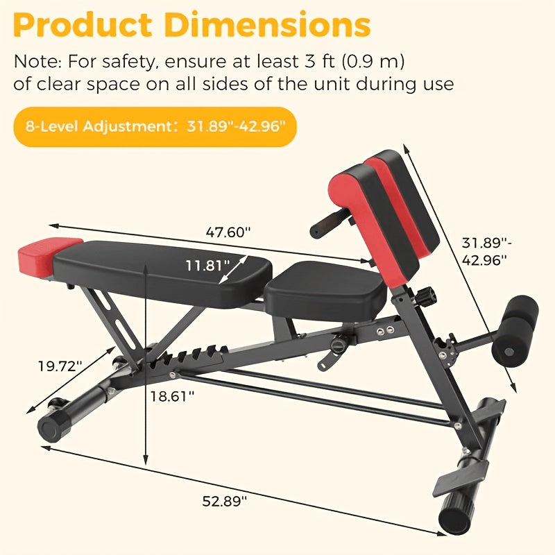 Multifunctional Bench Press Bench, Adjustable Bench for Supine, Prone, And Flat Positions, High-Intensity Back Extension Roman Chair, Foldable Si