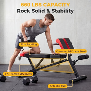 Multifunctional Bench Press Bench, Adjustable Bench for Supine, Prone, And Flat Positions, High-Intensity Back Extension Roman Chair, Foldable Si
