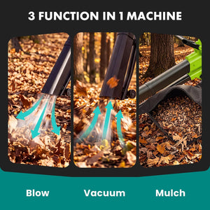 3-in-1 Corded Leaf Blower, Vacuum And Mulcher, 500 CFM 167 MPH Electric Yard Cleaner with 10.57gal Collection Bag