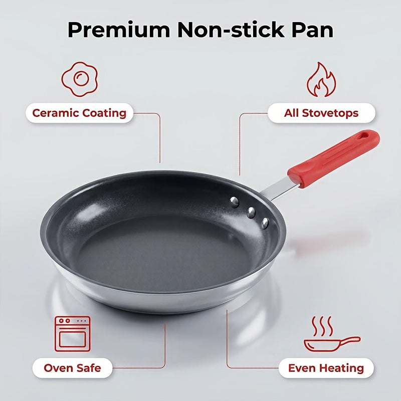 Ceramic Nonstick Egg Pan, Aluminum Frying Pan with Stainless Steel Base, Oven Safe, Dishwasher Safe Skillet