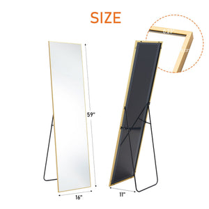 59X16" Full Length Mirror with Stand Floor Mirror with Aluminum Alloy Frame Body Wall-Mounted Mirrors For Bedroom Bathroom