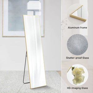 59X16" Full Length Mirror with Stand Floor Mirror with Aluminum Alloy Frame Body Wall-Mounted Mirrors For Bedroom Bathroom