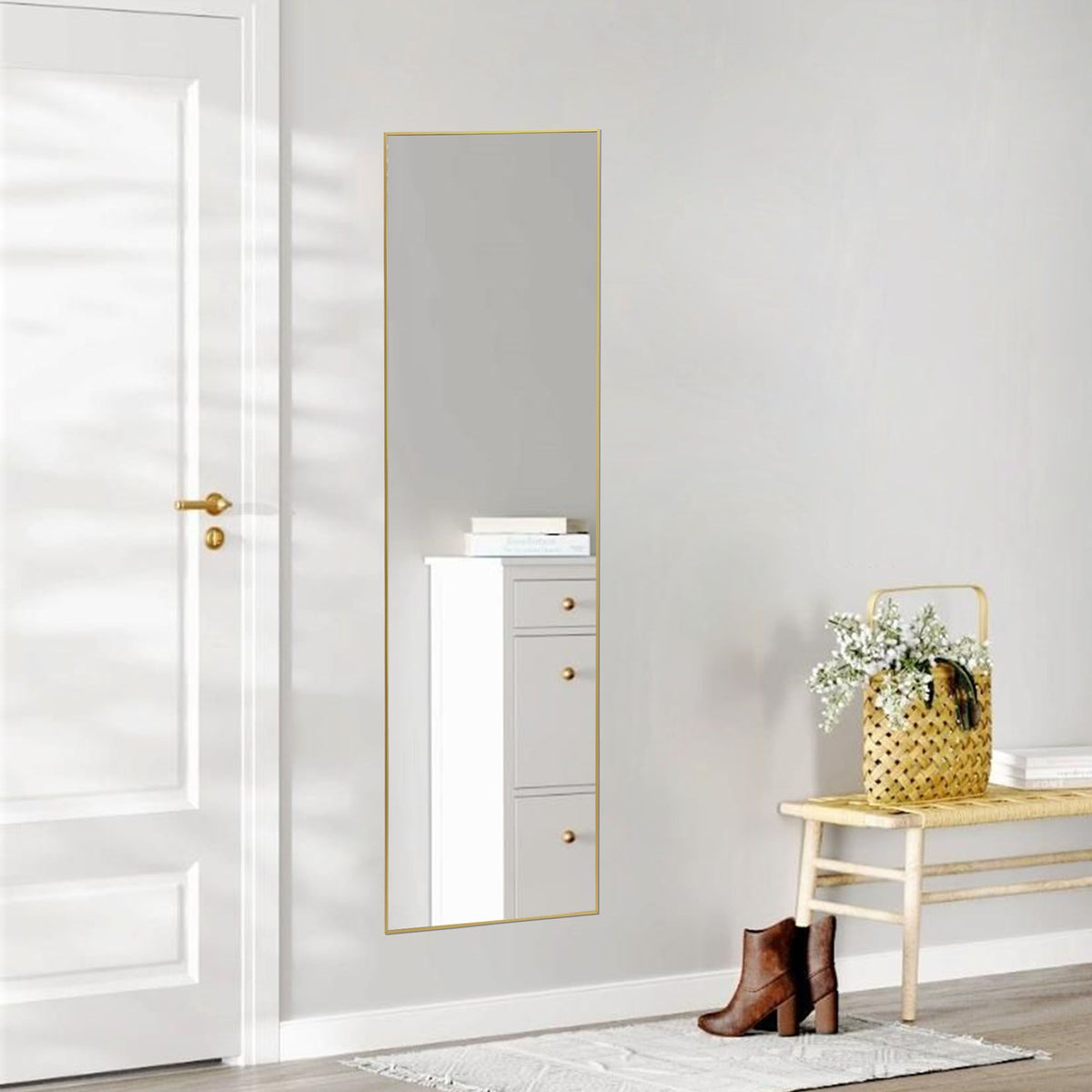 59X16" Full Length Mirror with Stand Floor Mirror with Aluminum Alloy Frame Body Wall-Mounted Mirrors For Bedroom Bathroom