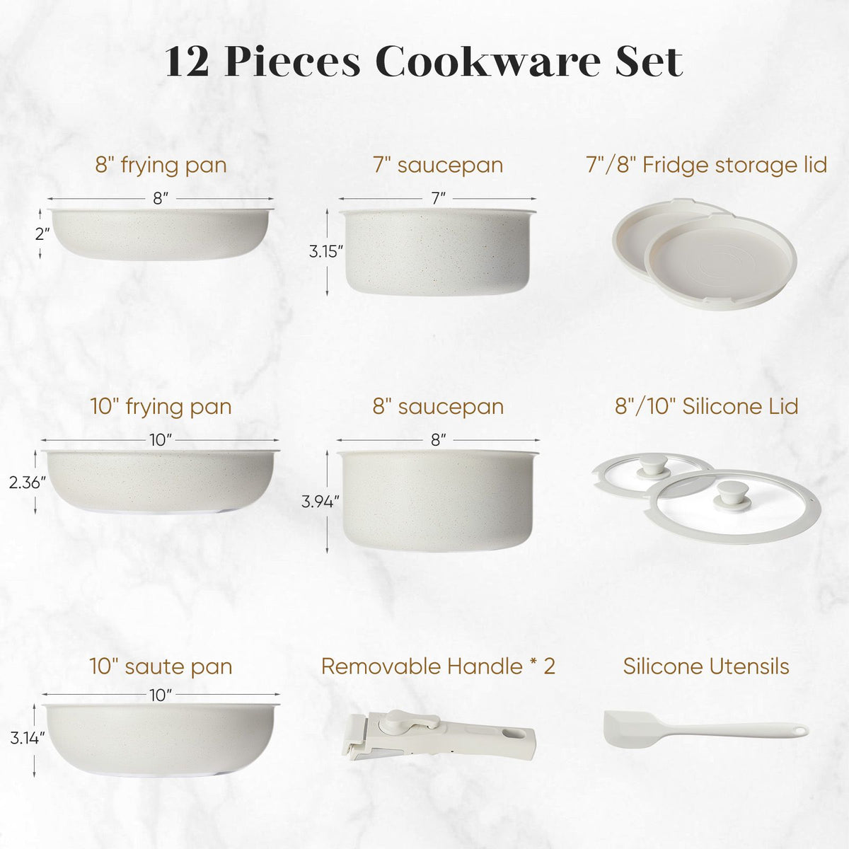 12 POTS and pans set, non-stick kitchen cookware set