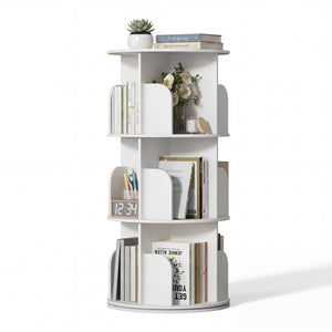 3/4/5 Tier Rotating Bookshelf, 360° Spinning Bookcase for Small Spaces, Vertical Corner Storage Organizer Display Rack for Bedroom Living Room, W