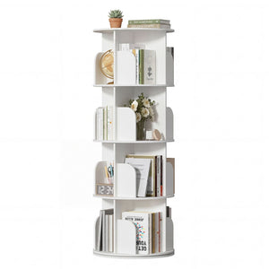 3/4/5 Tier Rotating Bookshelf, 360° Spinning Bookcase for Small Spaces, Vertical Corner Storage Organizer Display Rack for Bedroom Living Room, W