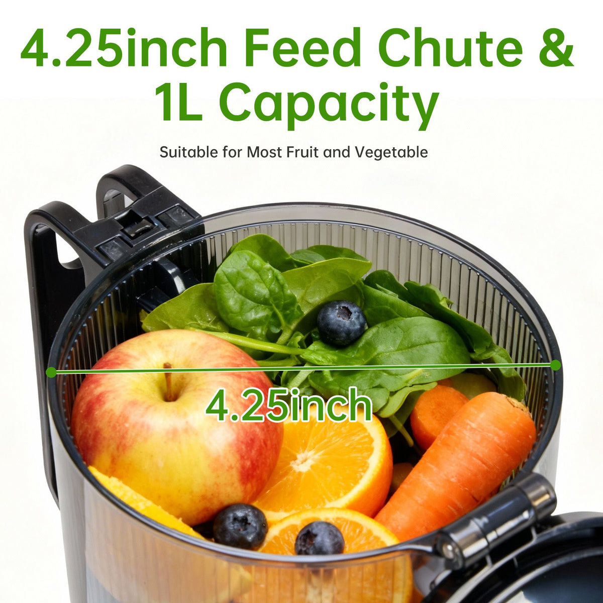 Cold juicer, chewable juicer, wide feeding trough for easy cleaning, suitable for whole vegetables and fruits