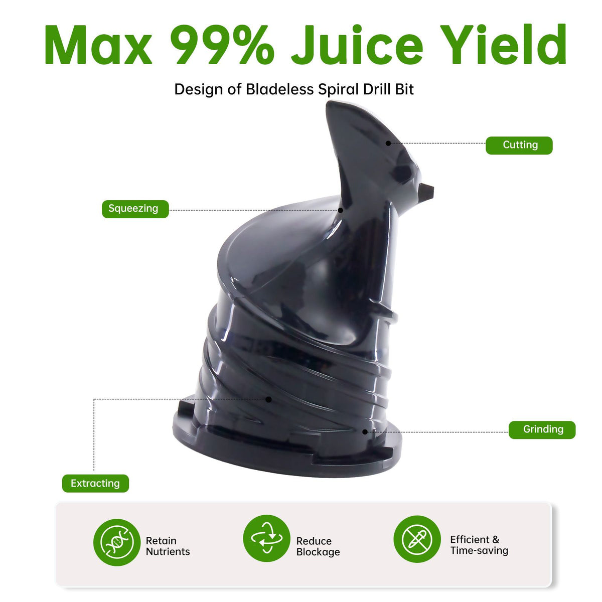 Cold juicer, chewable juicer, wide feeding trough for easy cleaning, suitable for whole vegetables and fruits