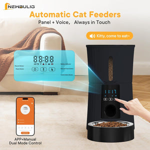 Intelligent feeder, equipped with WiFi application control function, a 4-liter capacity intelligent pet food dispenser specifically for cats and