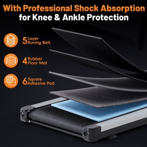 Compact Armless Treadmill, Quiet Under Desk Walking Pad, 200 Lbs Capacity 3 in 1 Portable Walking Treadmill