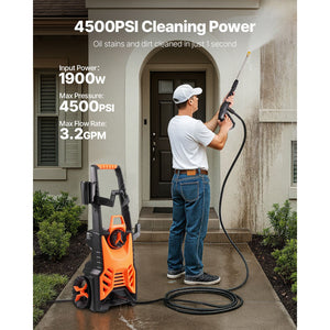 Electric Pressure Washer, Max 4500 PSI and 3.2 GPM, High Power Pressure Cleaning Machine with 4 Quick Connect Nozzles and a Foam Cannon, Ideal fo