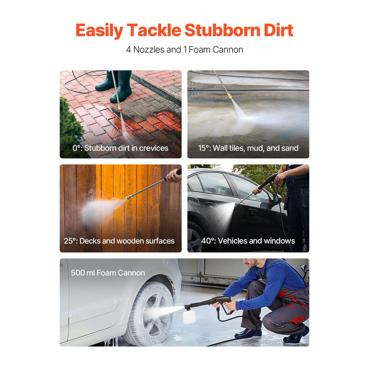 Electric Pressure Washer, Max 4500 PSI and 3.2 GPM, High Power Pressure Cleaning Machine with 4 Quick Connect Nozzles and a Foam Cannon, Ideal fo