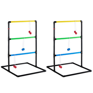 The ladder ball and golf throwing ball set is used for the ladder throwing game and includes 6 balls, a scoring board and a portable bag.