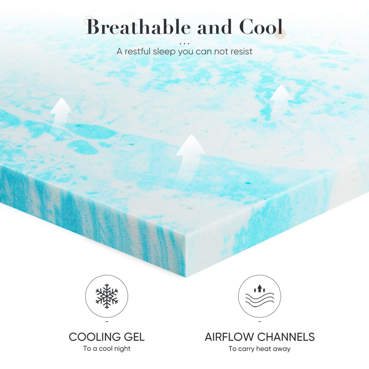2-3 Inch Gel Memory Foam Mattress Topper Full Size Cooling Mattress Soft and Breathable Bed Topper School Bedroom Furniture