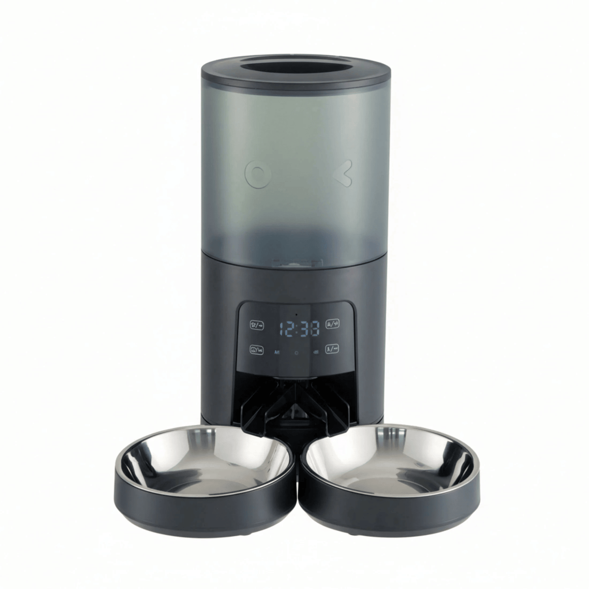6L Automatic Cat Feeder for 2 Cats, Timed Cat Food Dispenser with 2 Stainless Bowls, 10s Voice Recorder, Dual Power Supply, 6 Meals 50 Portions P