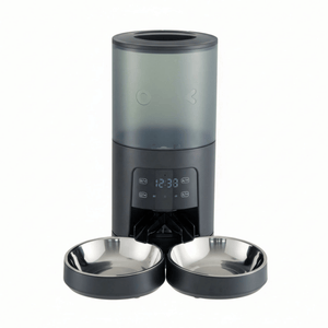 6L Automatic Cat Feeder for 2 Cats, Timed Cat Food Dispenser with 2 Stainless Bowls, 10s Voice Recorder, Dual Power Supply, 6 Meals 50 Portions P