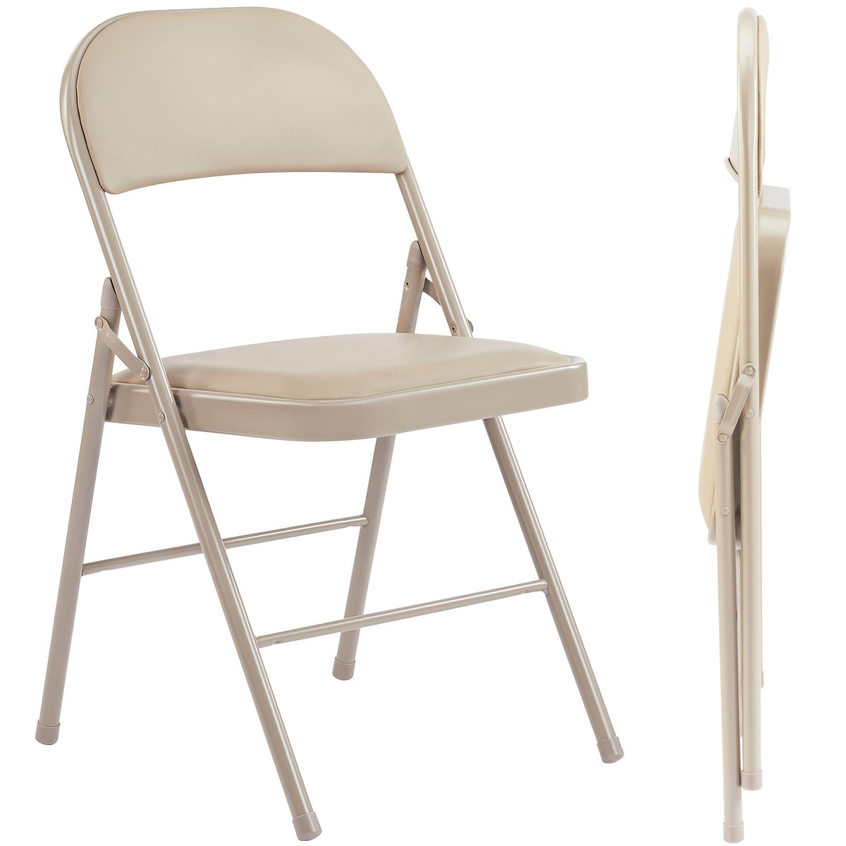 Folding Chair, Leather Padded Folding Chairs, Easy to Use and Store, Outdoor and Indoor, for Home, Office, Party, Comfy