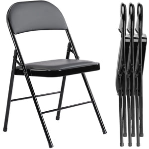 Folding Chair, Leather Padded Folding Chairs, Easy to Use and Store, Outdoor and Indoor, for Home, Office, Party, Comfy