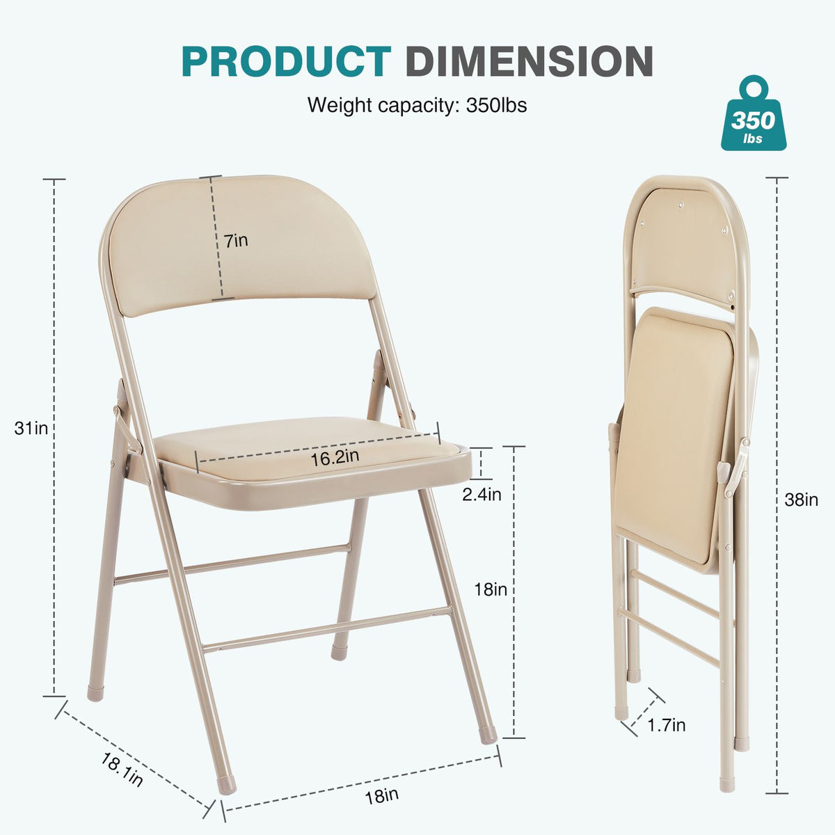 Folding Chair, Leather Padded Folding Chairs, Easy to Use and Store, Outdoor and Indoor, for Home, Office, Party, Comfy