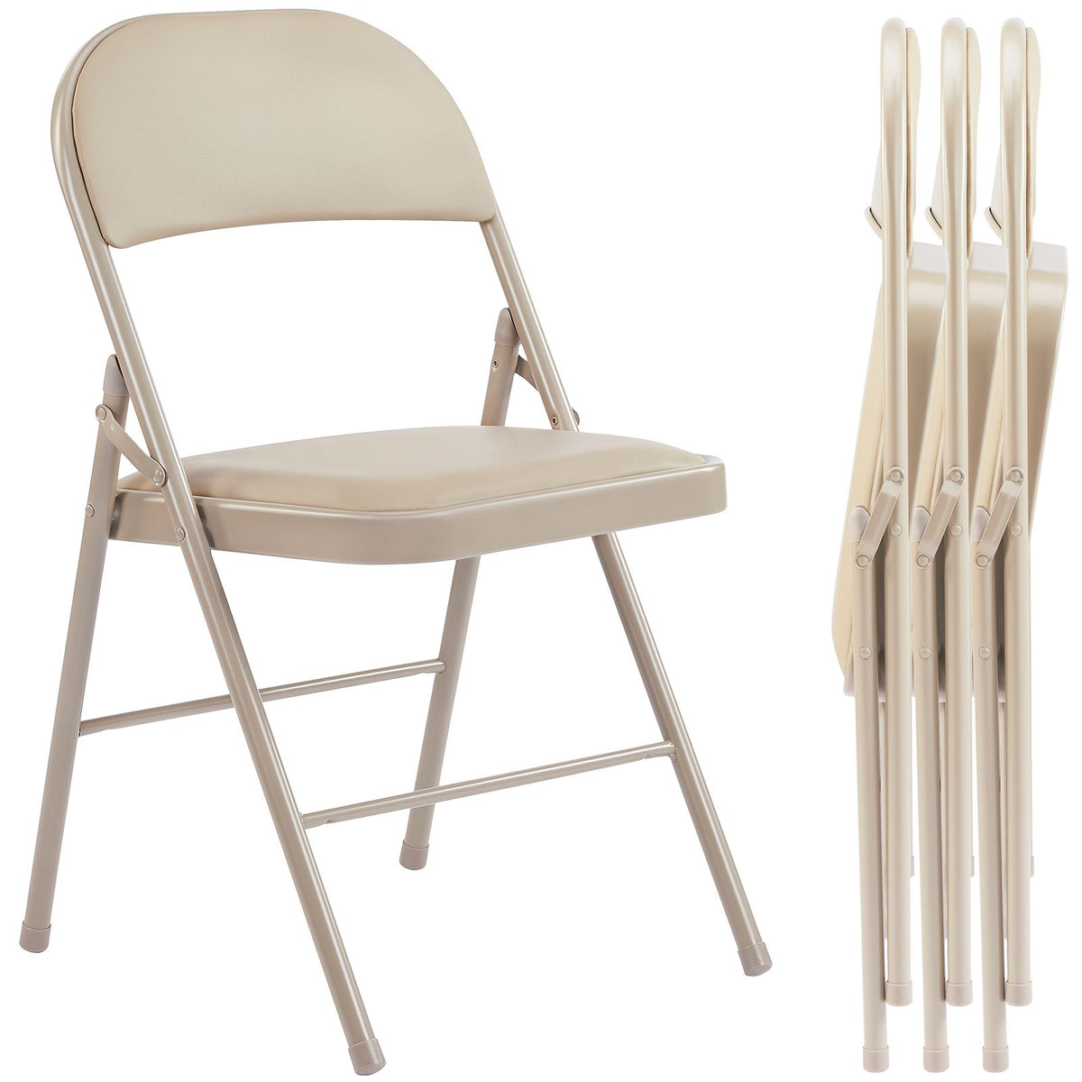 Folding Chair, Leather Padded Folding Chairs, Easy to Use and Store, Outdoor and Indoor, for Home, Office, Party, Comfy