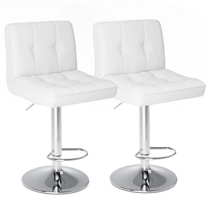 Bar Stools Set of 2, Counter Height Barstools,Square Seat Cushion Barstool with Back, Height Adjustable PU Leather Swivel Barstool