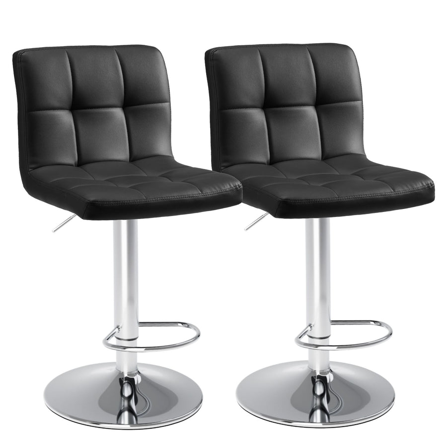 Bar Stools Set of 2, Counter Height Barstools,Square Seat Cushion Barstool with Back, Height Adjustable PU Leather Swivel Barstool