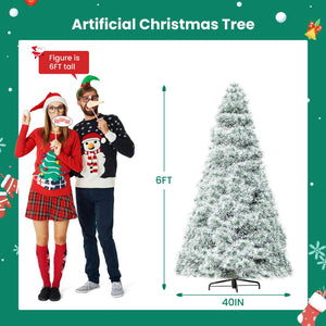 Pre-lit Artificial Christmas Tree, Prelighted Green Artificial Hinged Spruce Xmas Tree with 347 Branch Tips, 120 Incandescent Lights