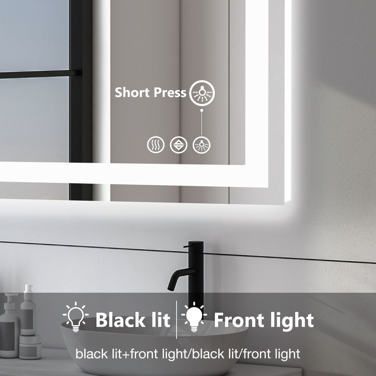 Anti-fog LED Bathroom Mirror with Dual Light Source and Three Lighting Modes
