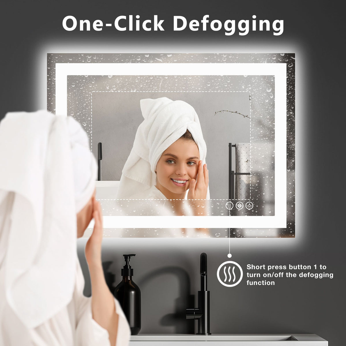 Anti-fog LED Bathroom Mirror with Dual Light Source and Three Lighting Modes