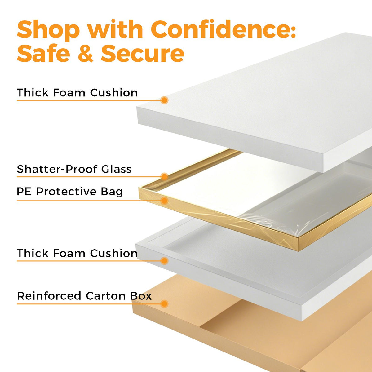 Bathroom mirror, with brushed aluminum frame, rectangular design, square corners at all four sides, suitable for wall decoration in home.