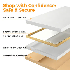 Bathroom mirror, with brushed aluminum frame, rectangular design, square corners at all four sides, suitable for wall decoration in home.