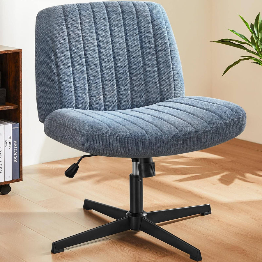 Cross Legged Office Living Room Rocking Gaming Chair Armless Wide Desk Adjustable Swivel Fabric Task Vanity Home Office