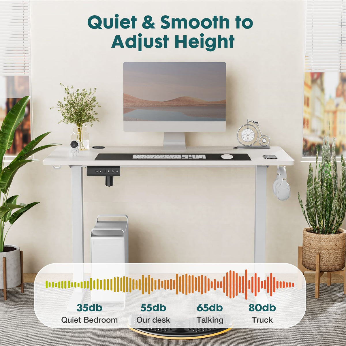 Ergonomic Height Adjustable Table with T-Shaped Metal Bracket Modern Computer Workstations,40'' x 24"in