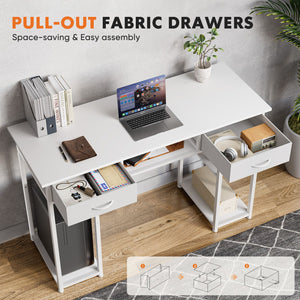 48IN Computer Desk Small Home Office Bedroom Writing Study PC Table with Storage Space Fabric Side Bag Headphone Hook Metal Frame Adjustable