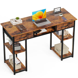 48IN Computer Desk Small Home Office Bedroom Writing Study PC Table with Storage Space Fabric Side Bag Headphone Hook Metal Frame Adjustable