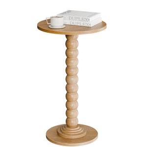 Round side table, equipped with solid wood legs, suitable for use as a multi-functional beverage table in living rooms, bedrooms and corners.
