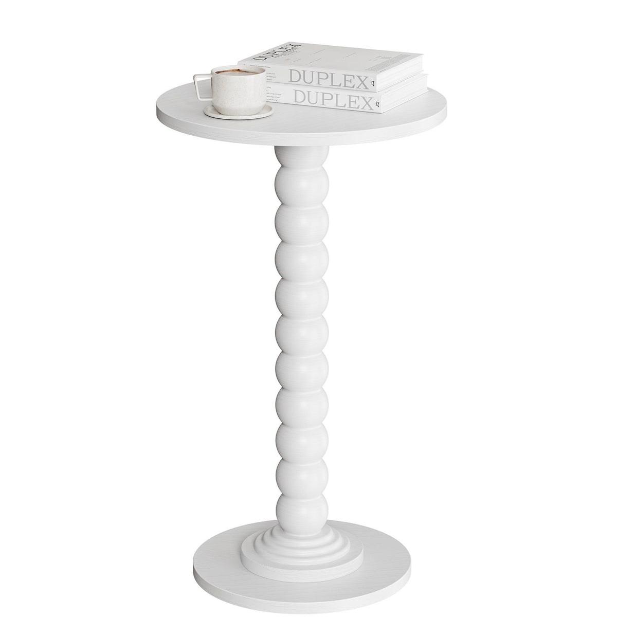 Round side table, equipped with solid wood legs, suitable for use as a multi-functional beverage table in living rooms, bedrooms and corners.