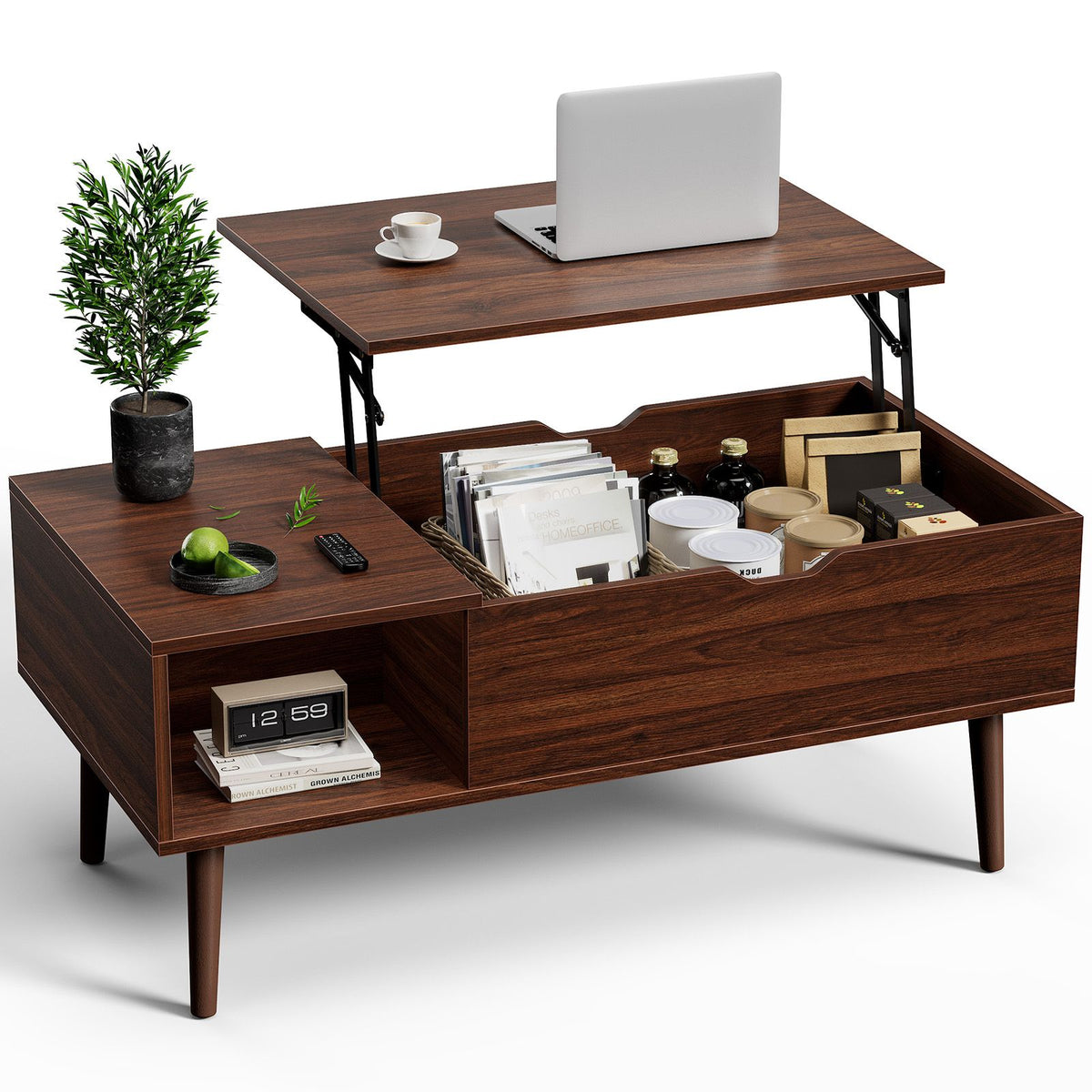 Lift Top Coffee Tables For Living Room 39.37"x19.7" Desk Tea Wood Dining Tables Adjustable Storage Shelf Easy Lift Or Lower