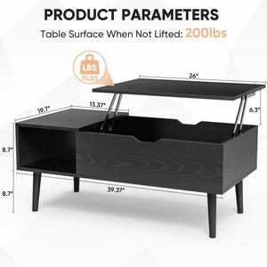 Lift Top Coffee Tables For Living Room 39.37"x19.7" Desk Tea Wood Dining Tables Adjustable Storage Shelf Easy Lift Or Lower