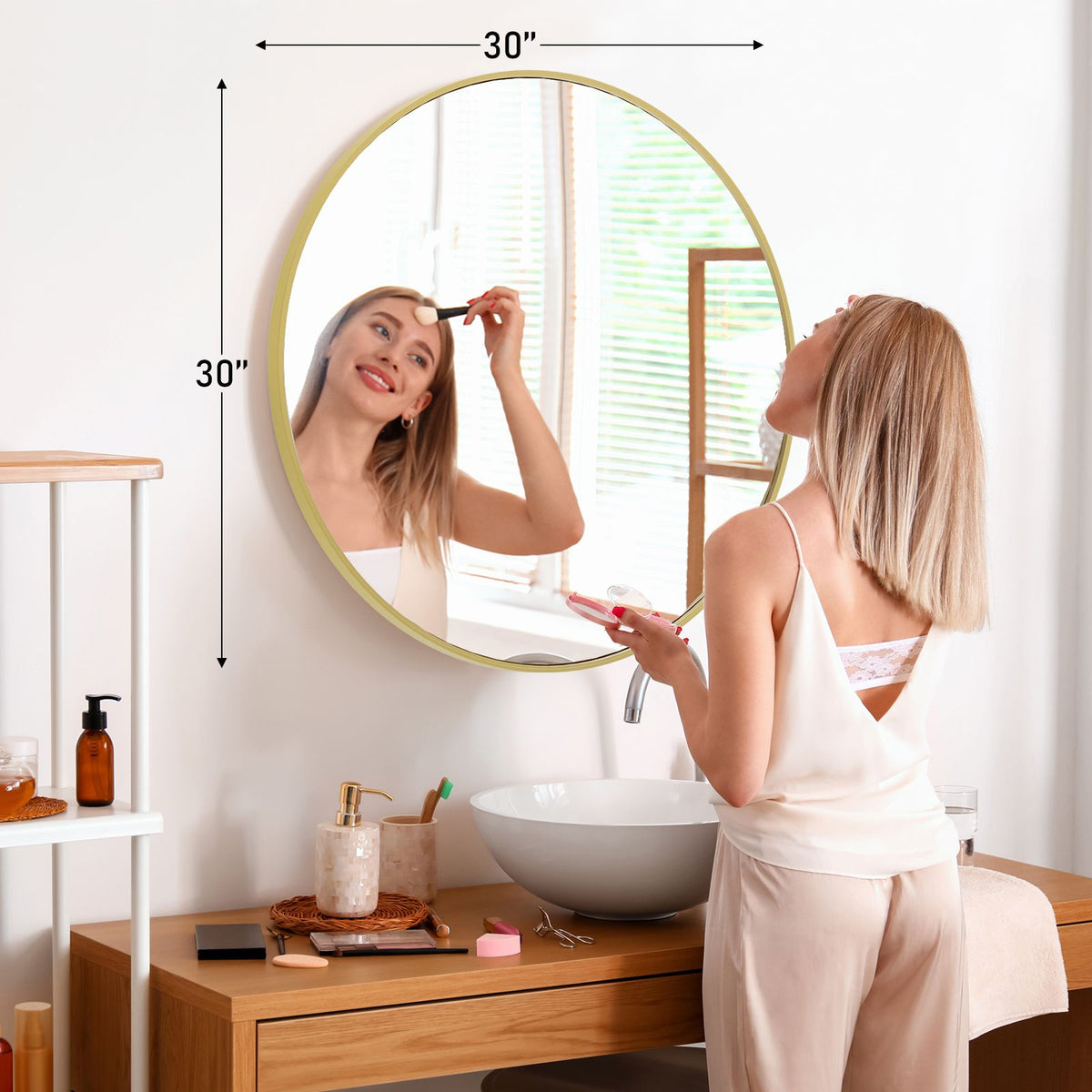 Black Round Wall Mirror 20-30 Inch, Bathroom Mirrors for Over Sink, Circle Mirror for Bathroom, Entryway, Bedroom, Vanity