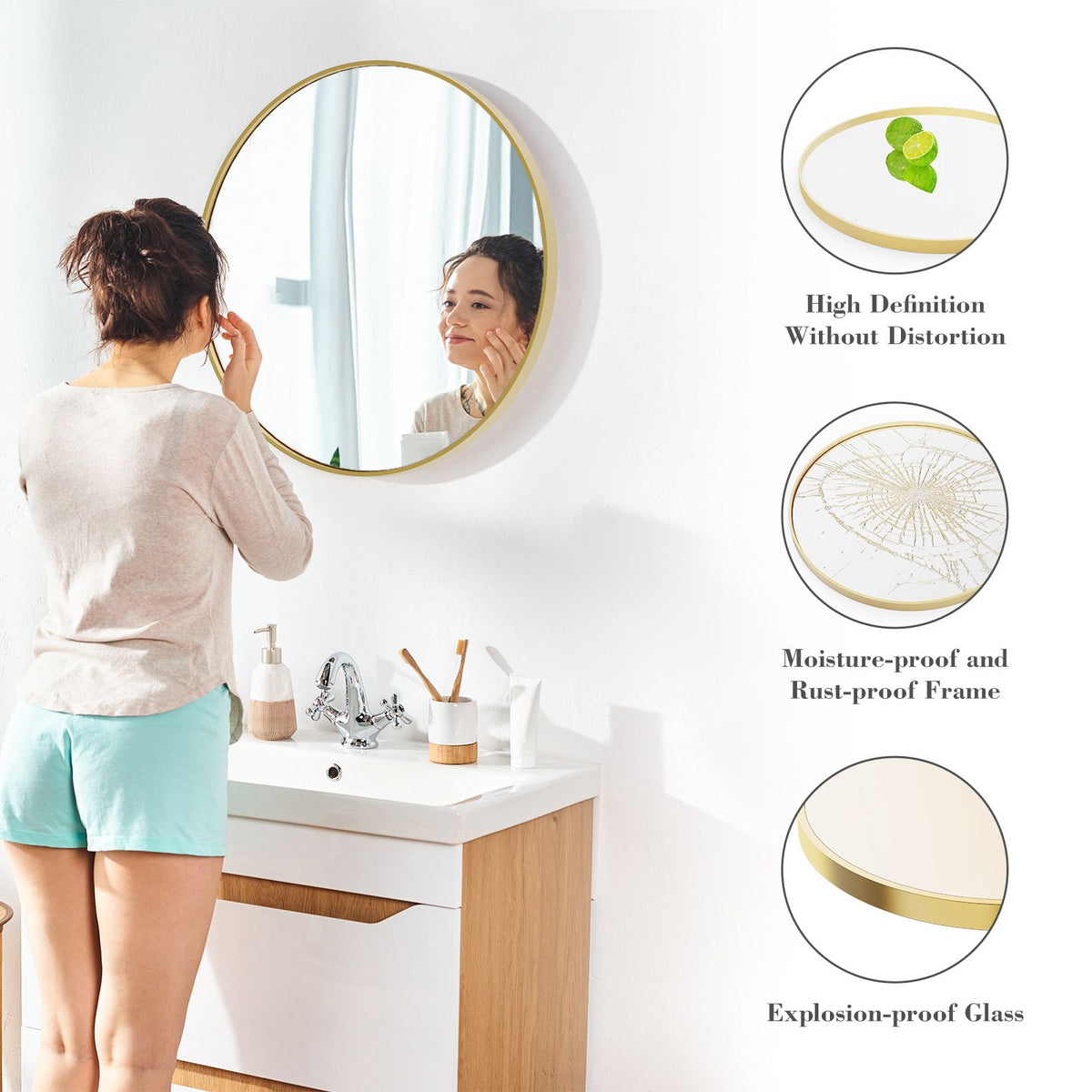 Black Round Wall Mirror 20-30 Inch, Bathroom Mirrors for Over Sink, Circle Mirror for Bathroom, Entryway, Bedroom, Vanity