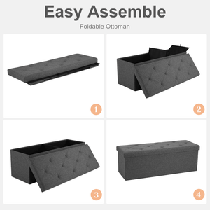 Storage Ottoman with Thicker Foam Padded Seat, Folding Foot Rest for Living Room End of Bed Bench