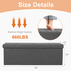 Storage Ottoman with Thicker Foam Padded Seat, Folding Foot Rest for Living Room End of Bed Bench