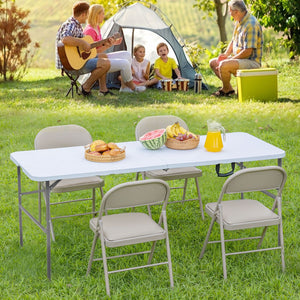 Folding Table Outdoor Indoor Heavy Duty Portable Table with Carrying Handle for Camping Picnic Party