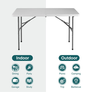 Folding Table Outdoor Indoor Heavy Duty Portable Table with Carrying Handle for Camping Picnic Party