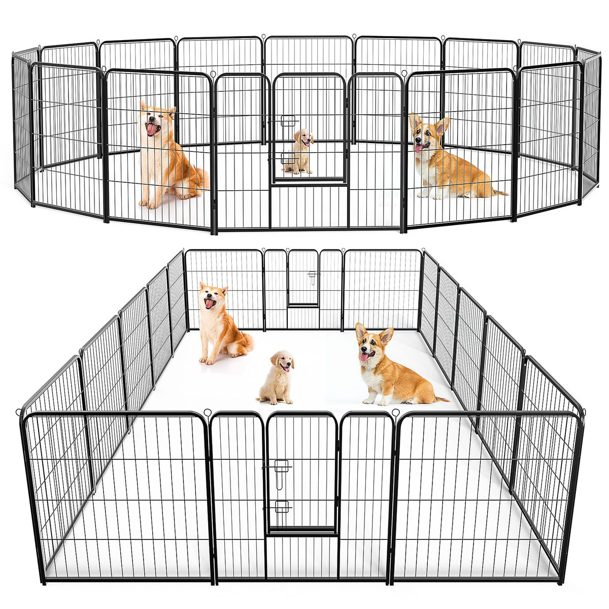 Dog Playpen Indoor Fence Height Metal Exercise Pen with Door Small Puppy/Medium/Large Dogs Animal Pet for Outdoor, Garden, Yard