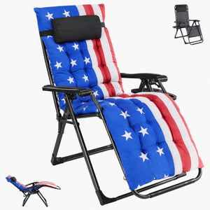Zero Gravity Chair with Cushion, Folding Outdoor Lounge Chair with Cup Holder and Headrest for Patio, Strong Capacity