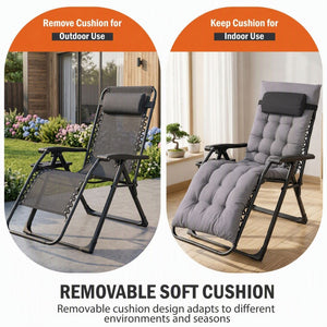 Zero Gravity Chair with Cushion, Folding Outdoor Lounge Chair with Cup Holder and Headrest for Patio, Strong Capacity