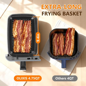 9.5 Quart Large Dual Basket Air Fryer with Double Basket, Independent Temp Control & Sync Mode, 10 Presets (Bake/Broil/Defrost/Dehydrate), Shake