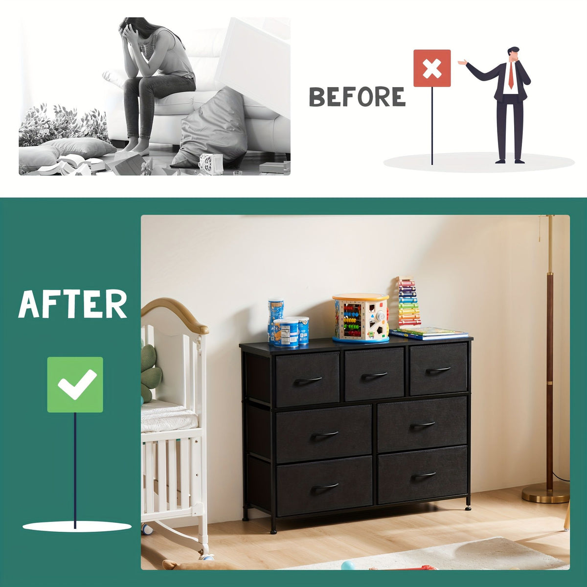 Dresser for bedroom 7 storage Spaces, assembled wardrobe lockers, bedroom furniture lockers